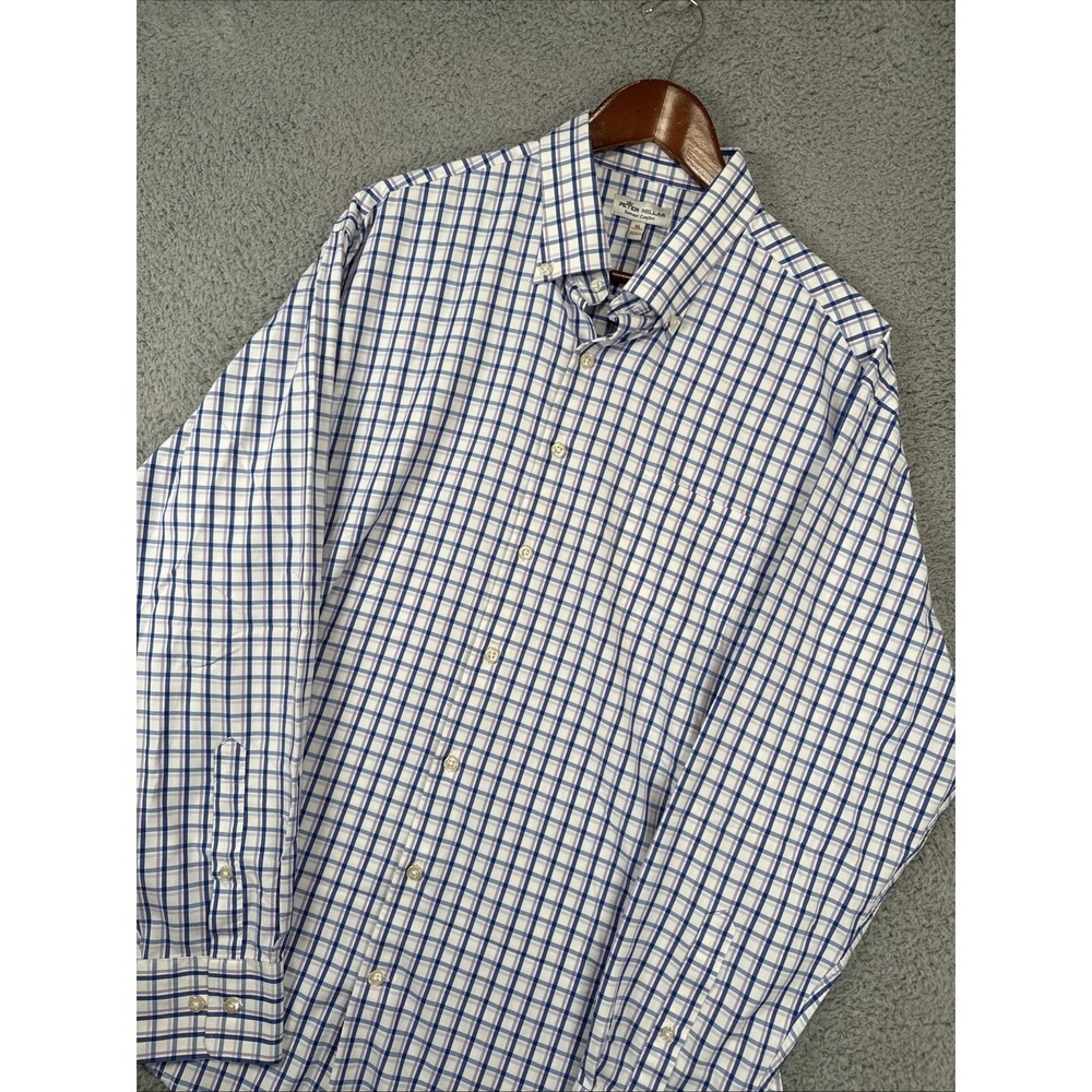 PETER MILLAR Shirt Mens XL SUMMER COMFORT Plaid Sport‎ Performance Wicking